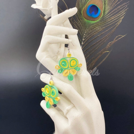 Large multi color Flower Quilling Earrings-QuiseJewels