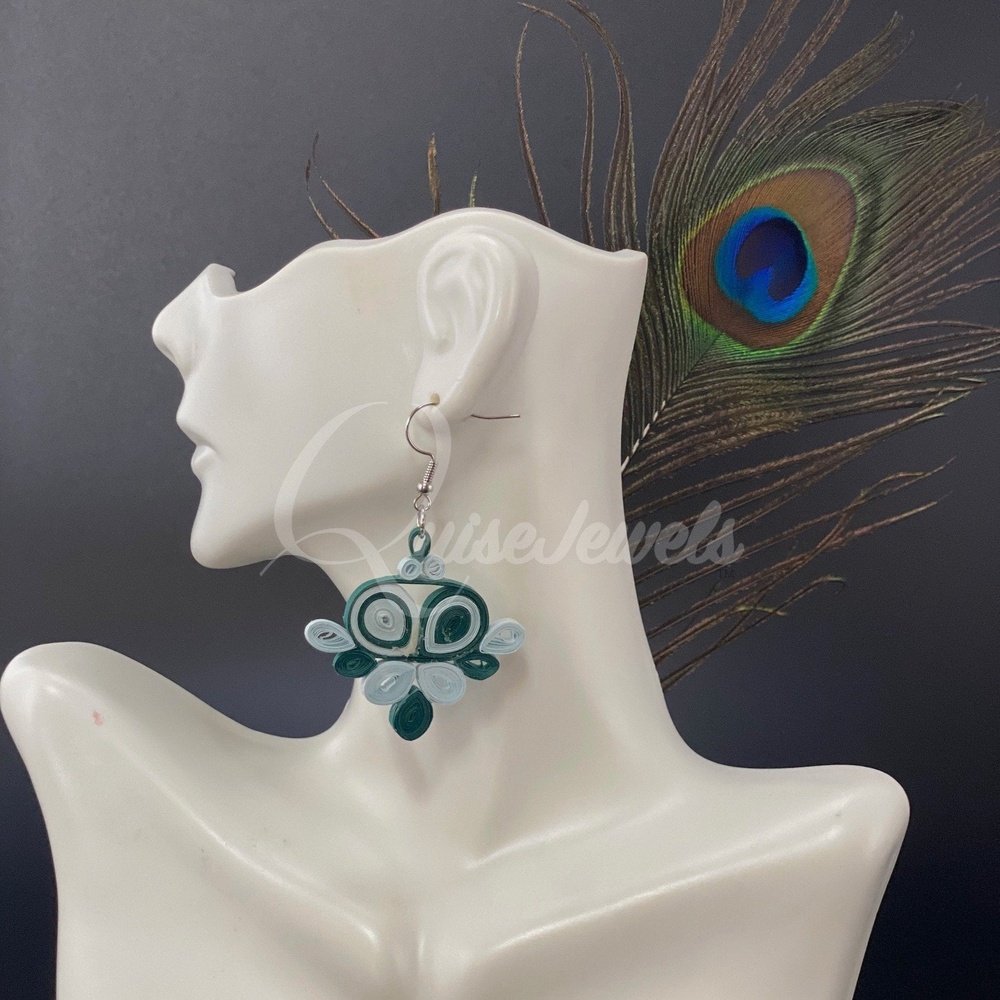 Large multi color Flower Quilling Earrings-QuiseJewels