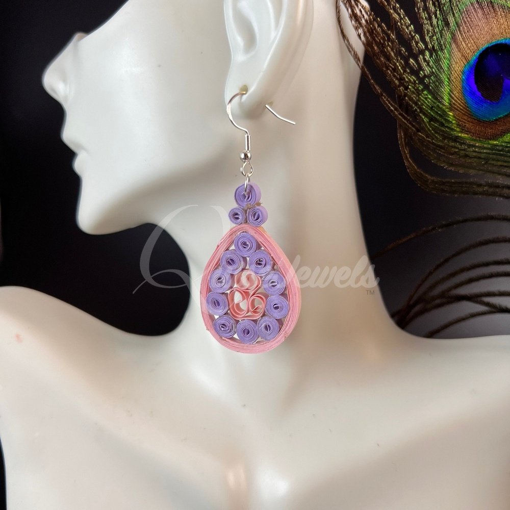 Medium Tear Drop Quilling Earrings-QuiseJewels