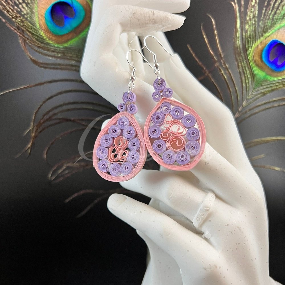 Medium Tear Drop Quilling Earrings-QuiseJewels