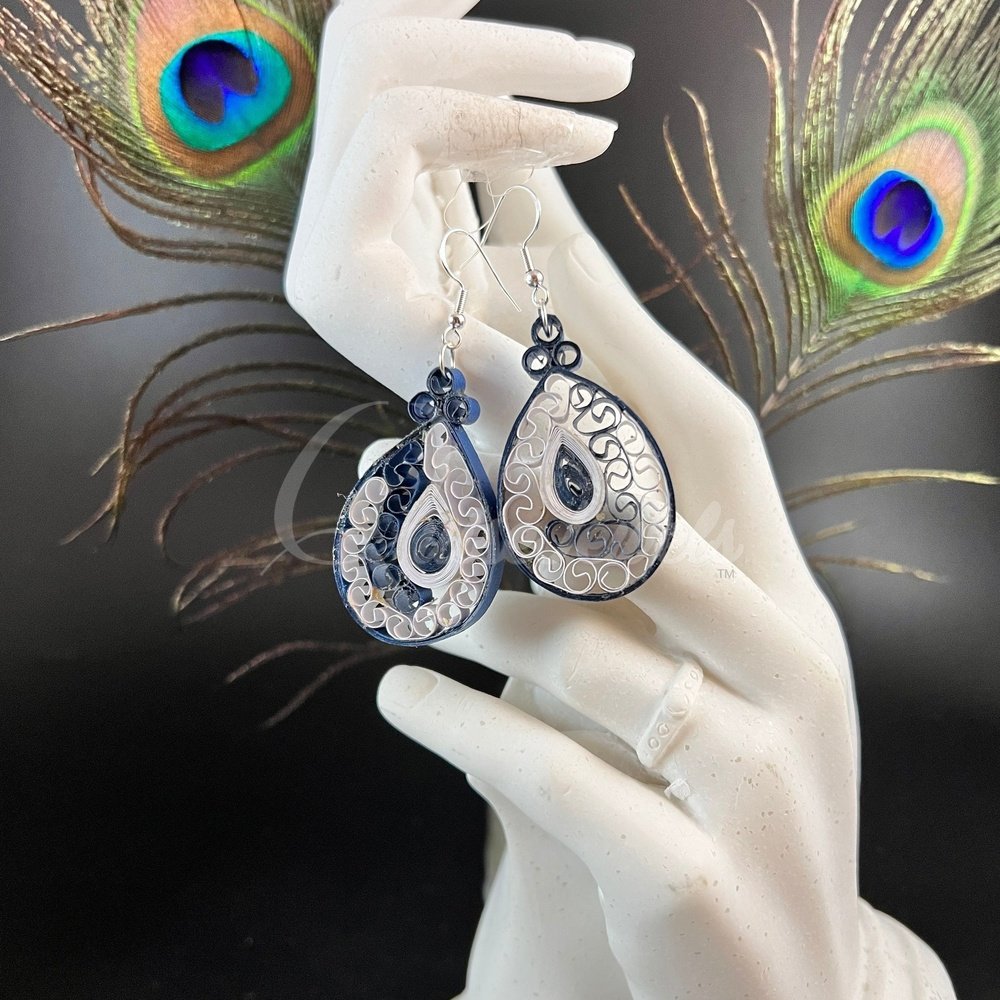 Medium Tear Drop Quilling Earrings-QuiseJewels