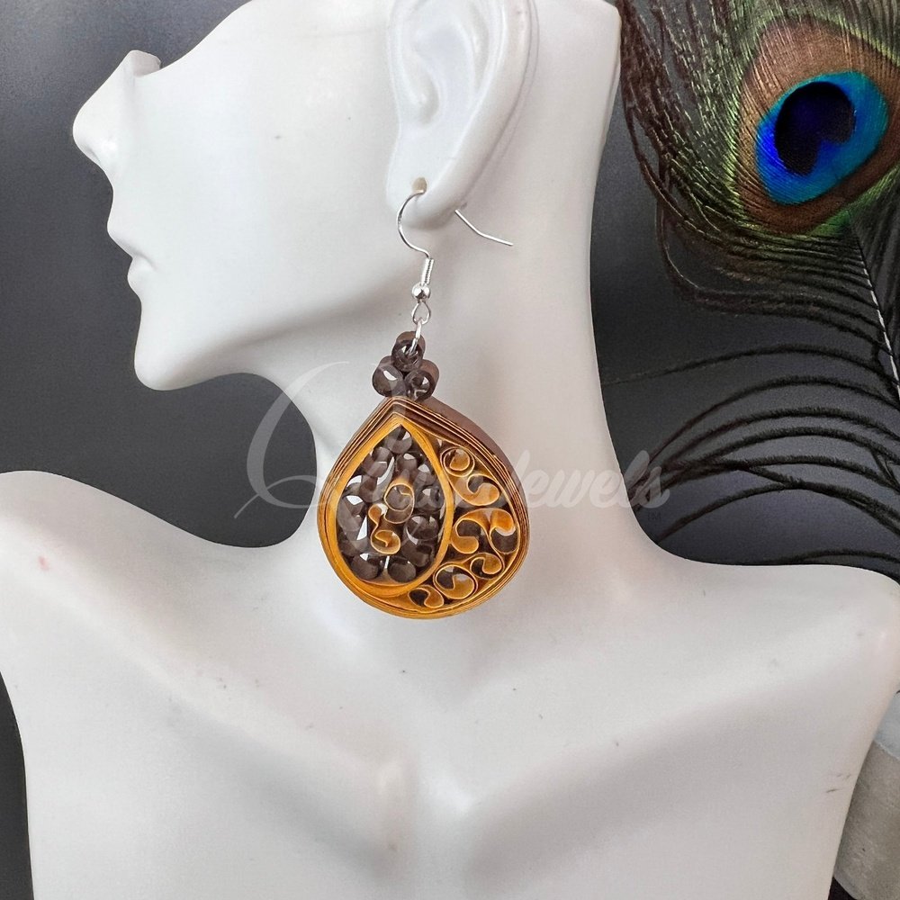 Medium Tear Drop Quilling Earrings-QuiseJewels