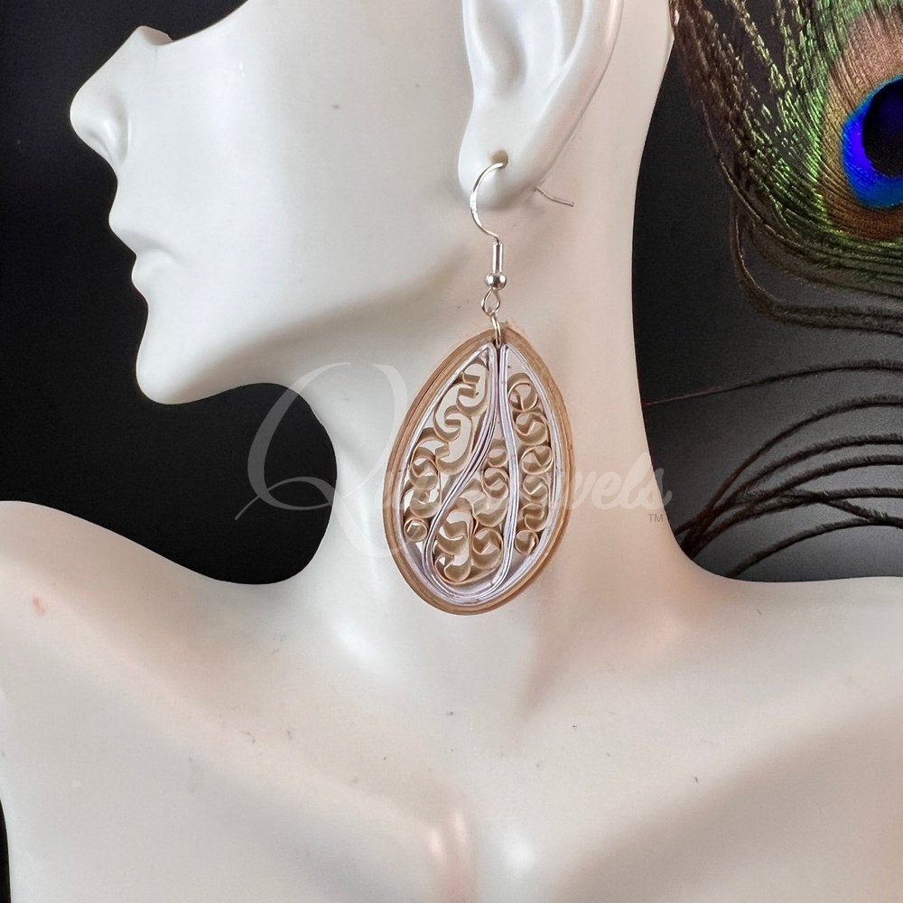 Medium Tear Drop Quilling Earrings-QuiseJewels