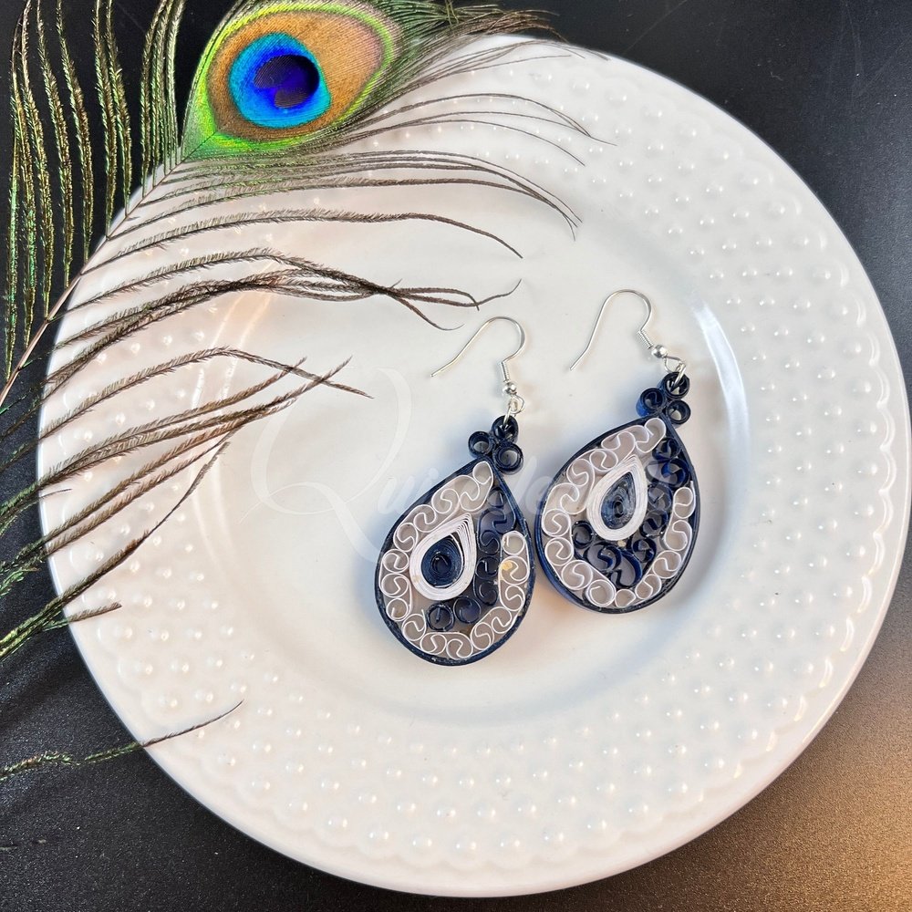 Medium Tear Drop Quilling Earrings-QuiseJewels