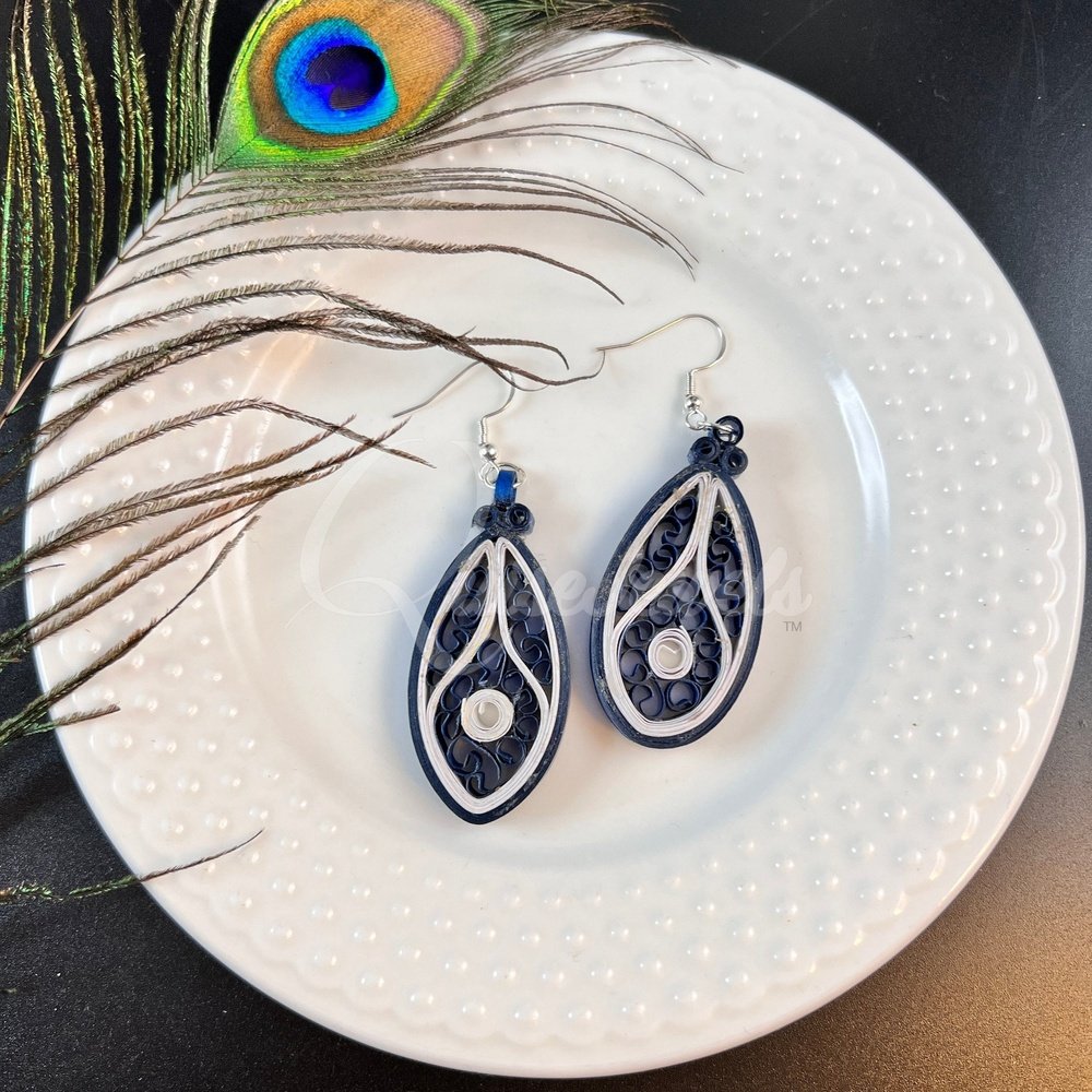 Medium Tear Drop Quilling Earrings-QuiseJewels