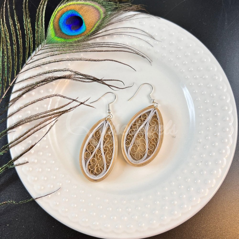 Medium Tear Drop Quilling Earrings-QuiseJewels