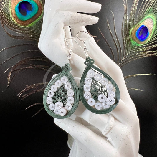 Medium Tear Drop Quilling Earrings-QuiseJewels