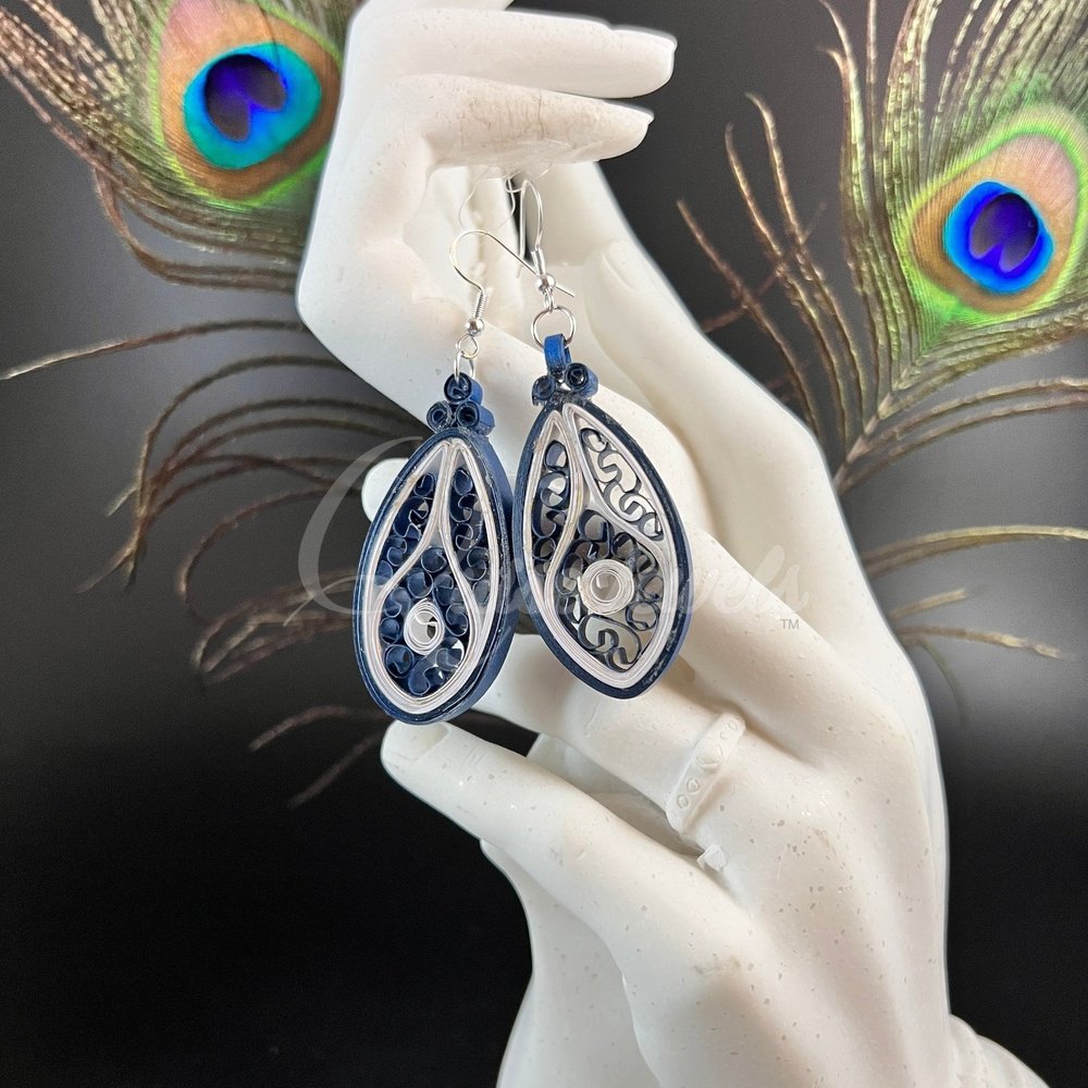 Medium Tear Drop Quilling Earrings-QuiseJewels