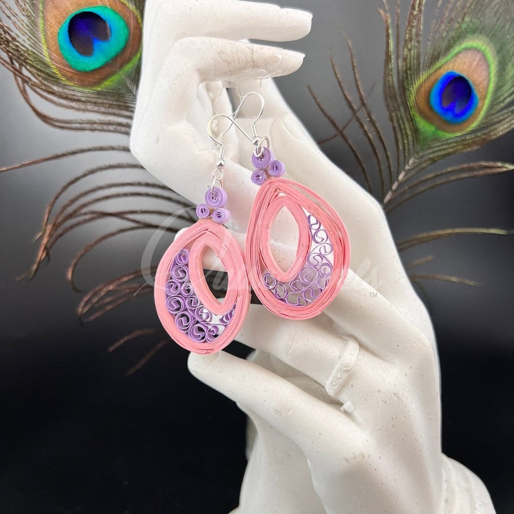 Medium Tear Drop Quilling Earrings-QuiseJewels