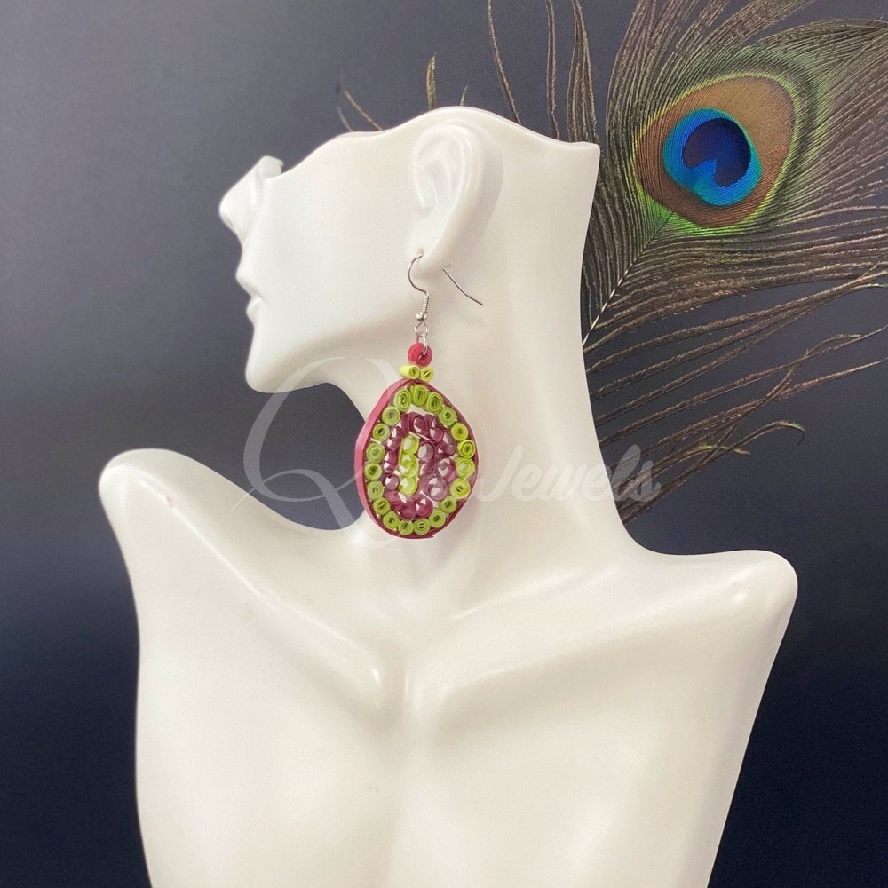 Medium Tear Drop Quilling Earrings-QuiseJewels