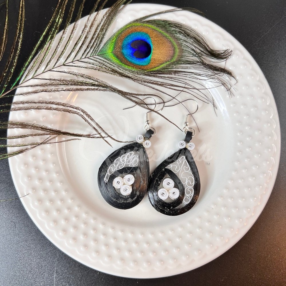 Medium Tear Drop Quilling Earrings-QuiseJewels