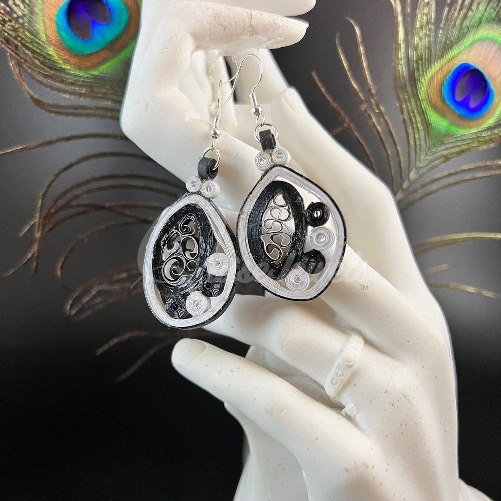 Medium Tear Drop Quilling Earrings-QuiseJewels