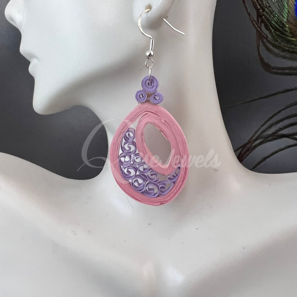 Medium Tear Drop Quilling Earrings-QuiseJewels