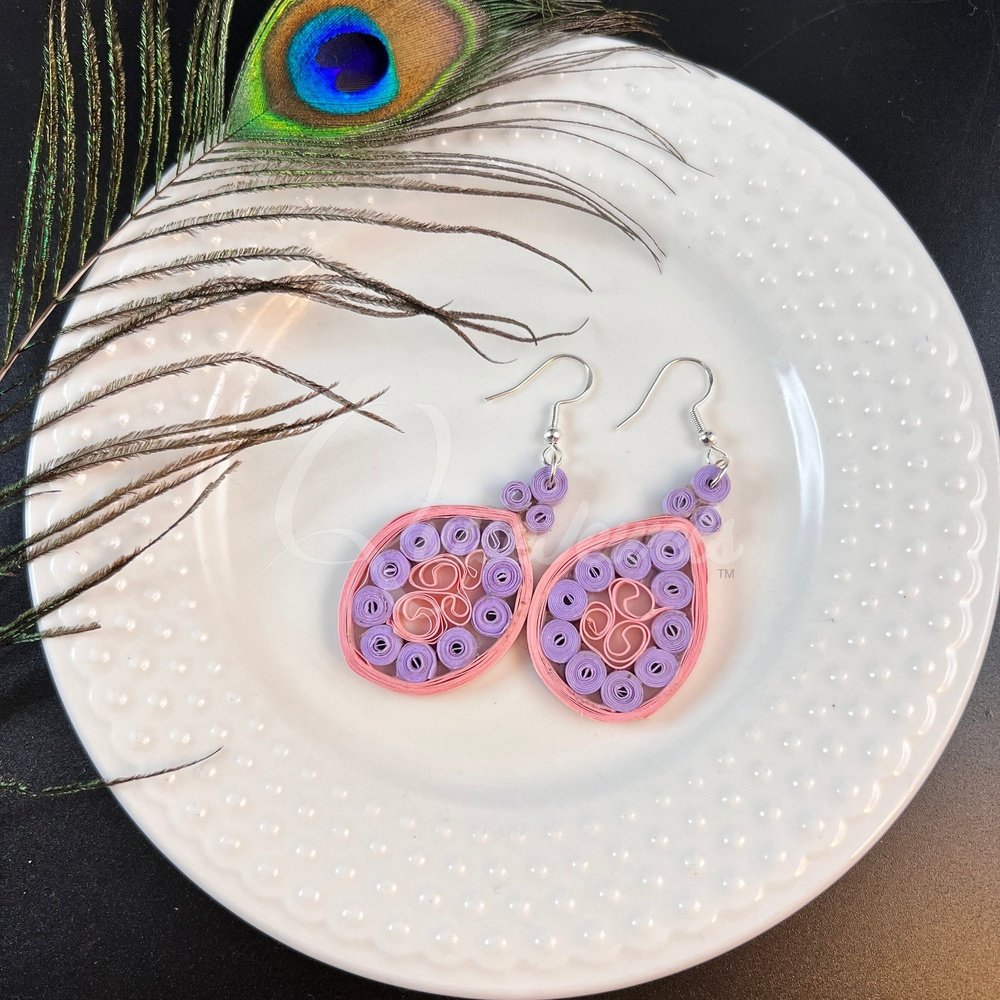 Medium Tear Drop Quilling Earrings-QuiseJewels