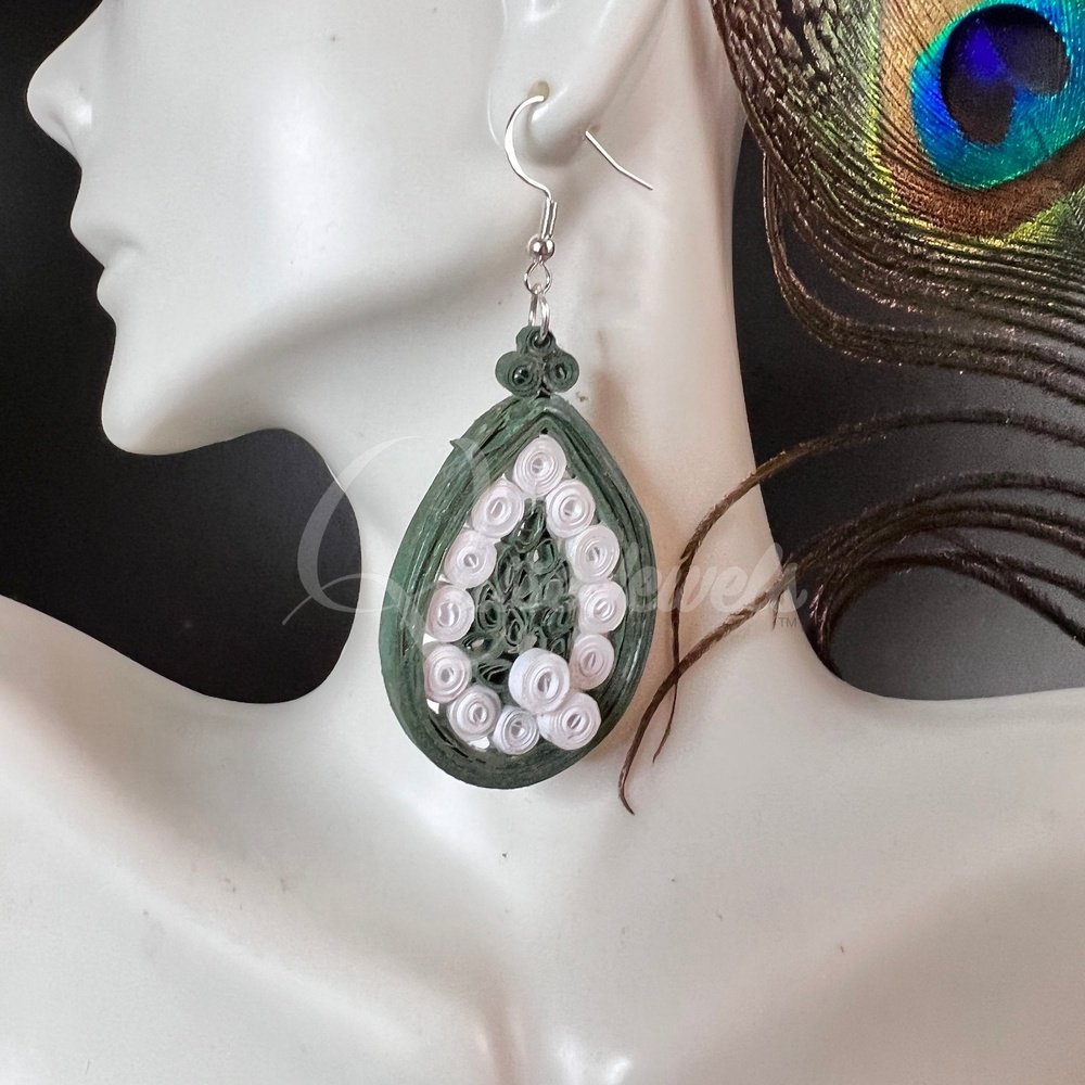 Medium Tear Drop Quilling Earrings-QuiseJewels
