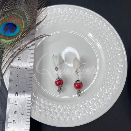 Red Jasper Resin Post Earrings-QuiseJewels