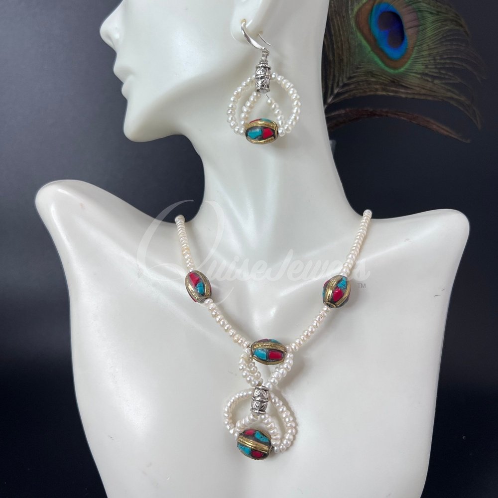 Seed Pearl and Tibetan Set-QuiseJewels