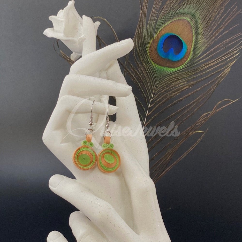Small Drop Flower Seed Quilling Earrings-QuiseJewels