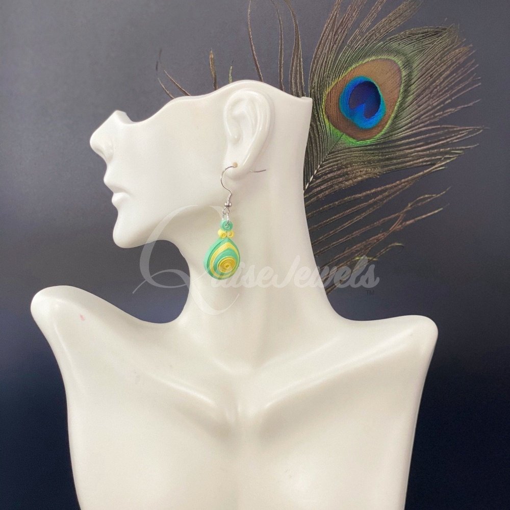 Small Drop Flower Seed Quilling Earrings-QuiseJewels