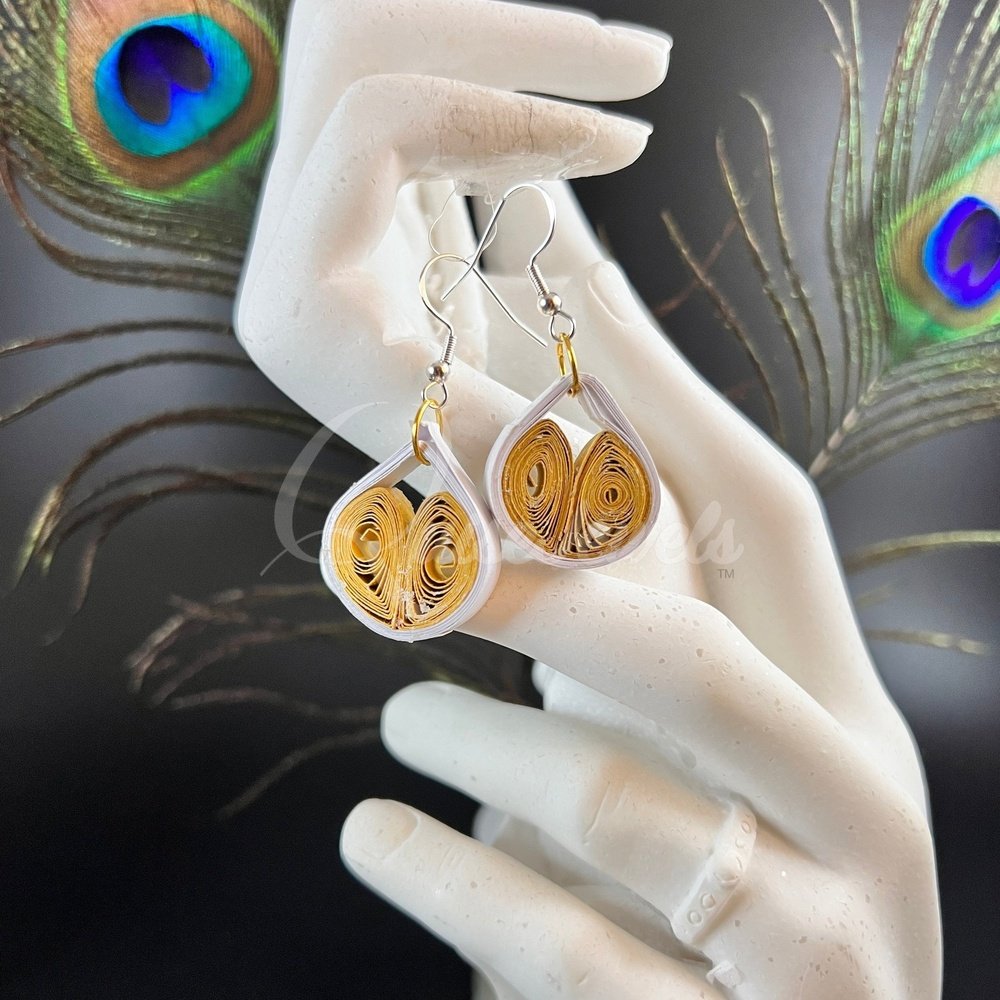 Small Drop Flower Seed Quilling Earrings-QuiseJewels
