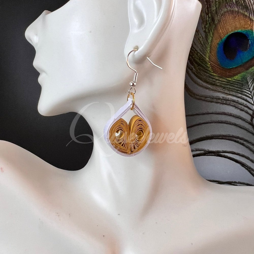 Small Drop Flower Seed Quilling Earrings-QuiseJewels