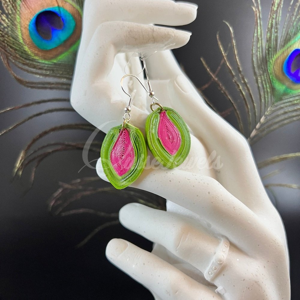 Small Drop Flower Seed Quilling Earrings-QuiseJewels