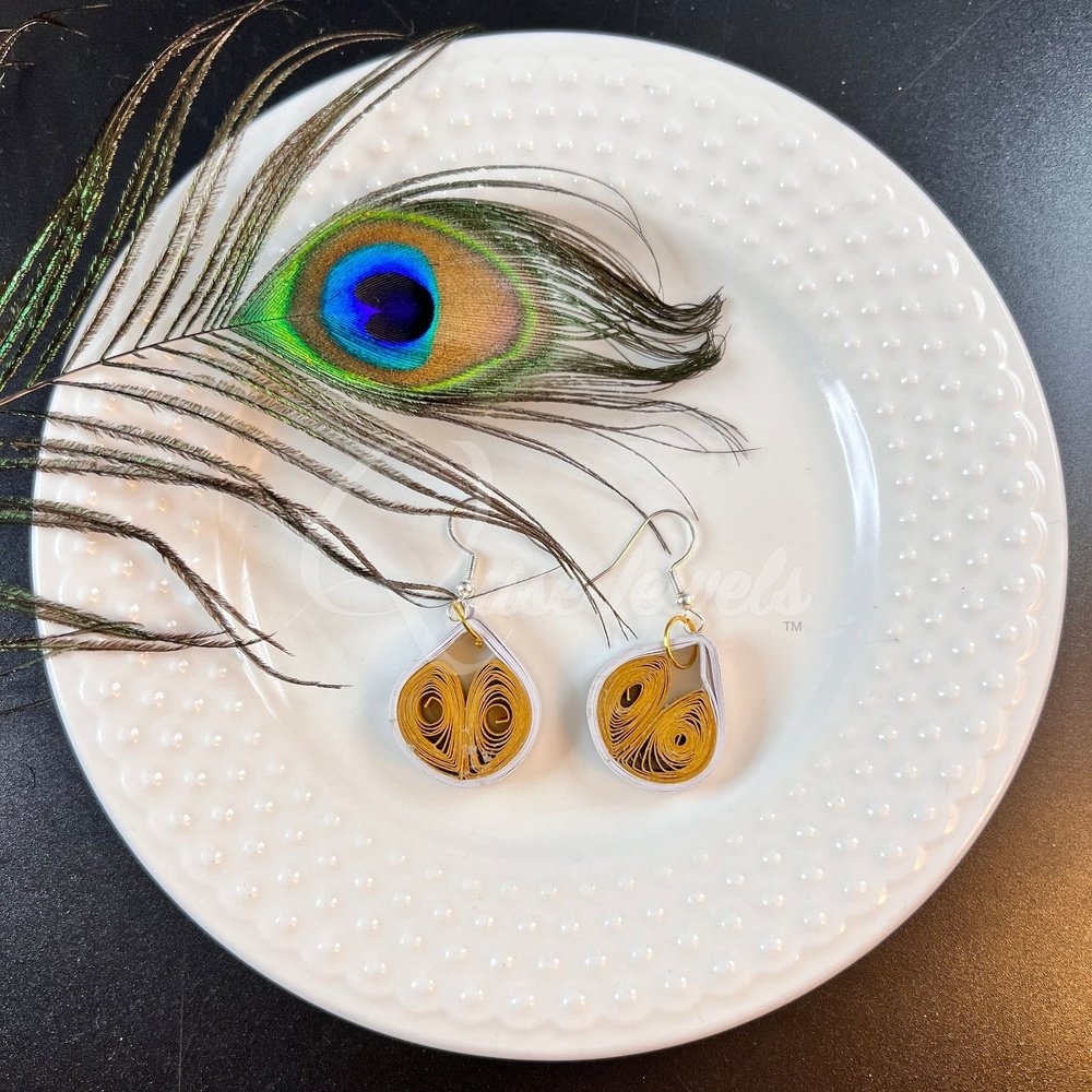 Small Drop Flower Seed Quilling Earrings-QuiseJewels
