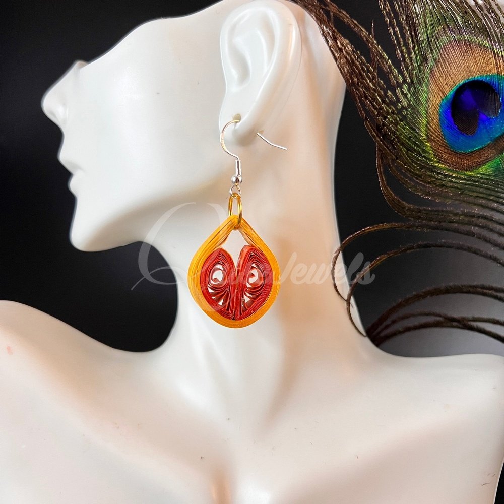 Small Drop Flower Seed Quilling Earrings-QuiseJewels