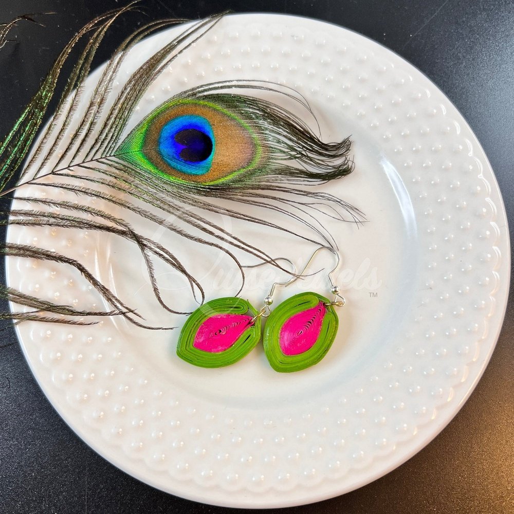 Small Drop Flower Seed Quilling Earrings-QuiseJewels