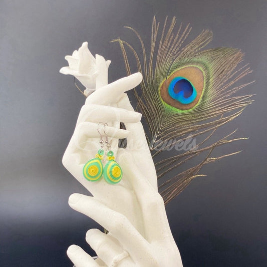 Small Drop Flower Seed Quilling Earrings-QuiseJewels