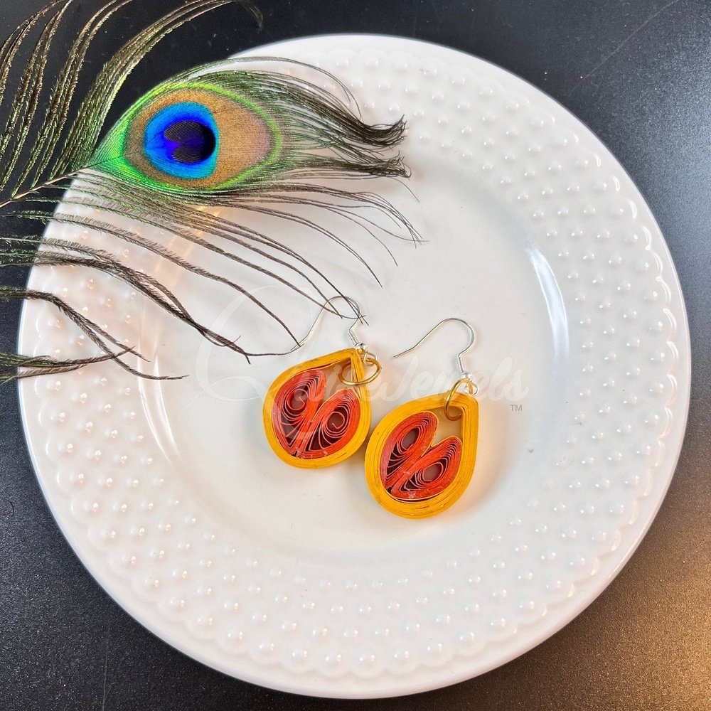 Small Drop Flower Seed Quilling Earrings-QuiseJewels