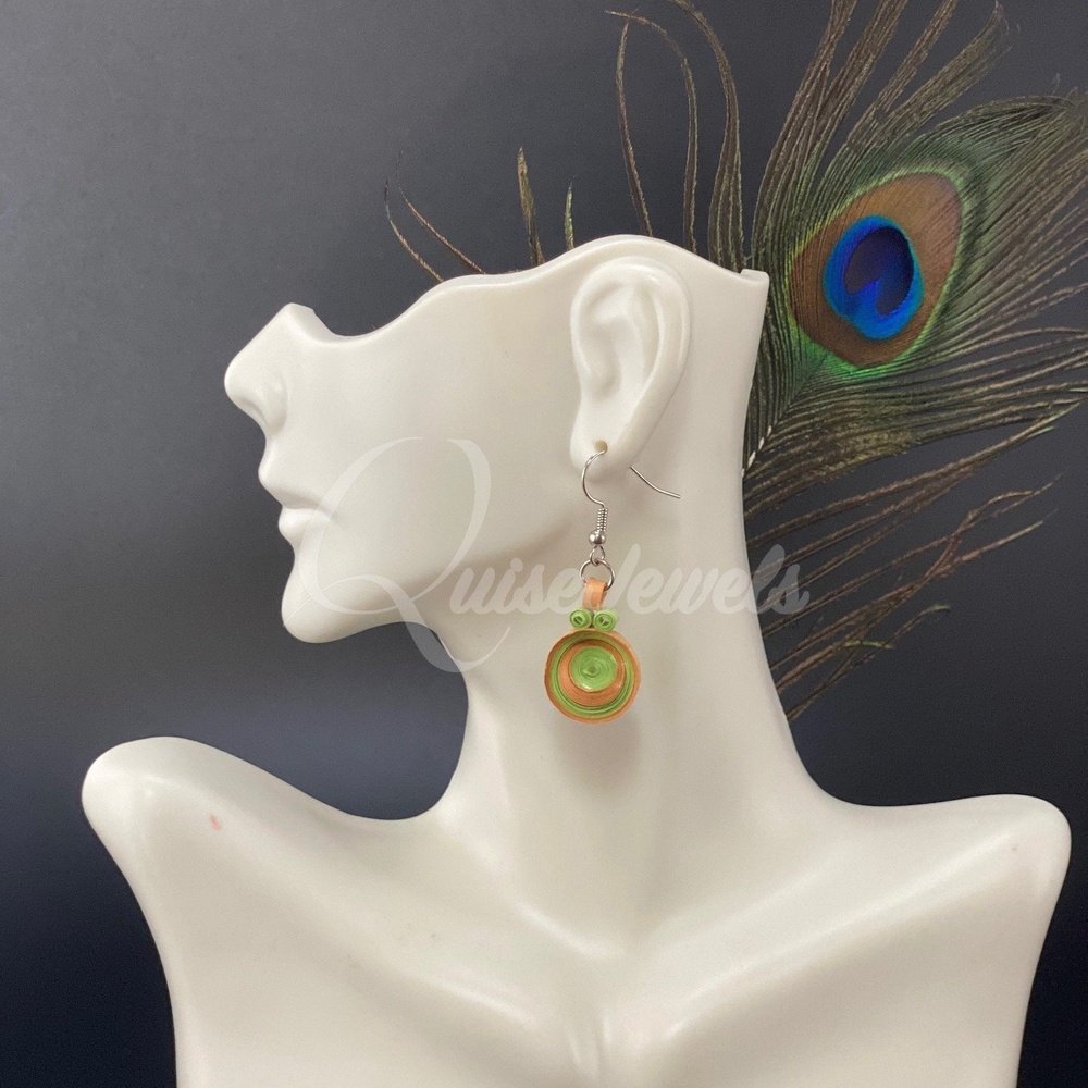 Small Drop Flower Seed Quilling Earrings-QuiseJewels