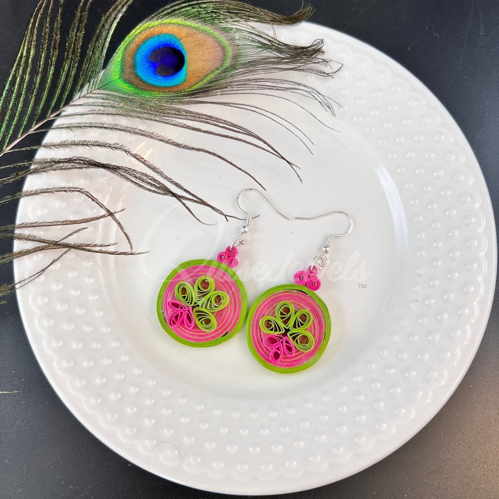 Solid Circle Quilling Earrings-QuiseJewels