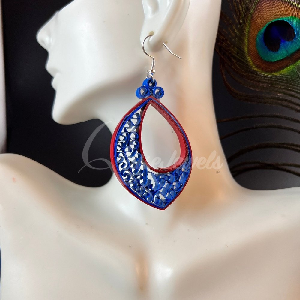 Solid Drop Large Marquee Quilling Earrings-QuiseJewels