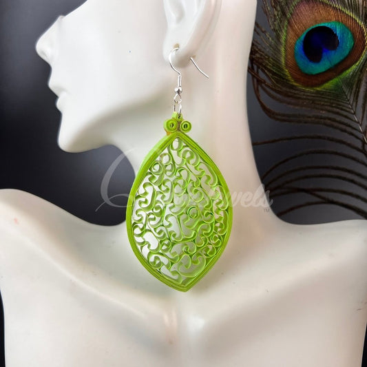 Solid Large Marquee Quilling Earrings-QuiseJewels