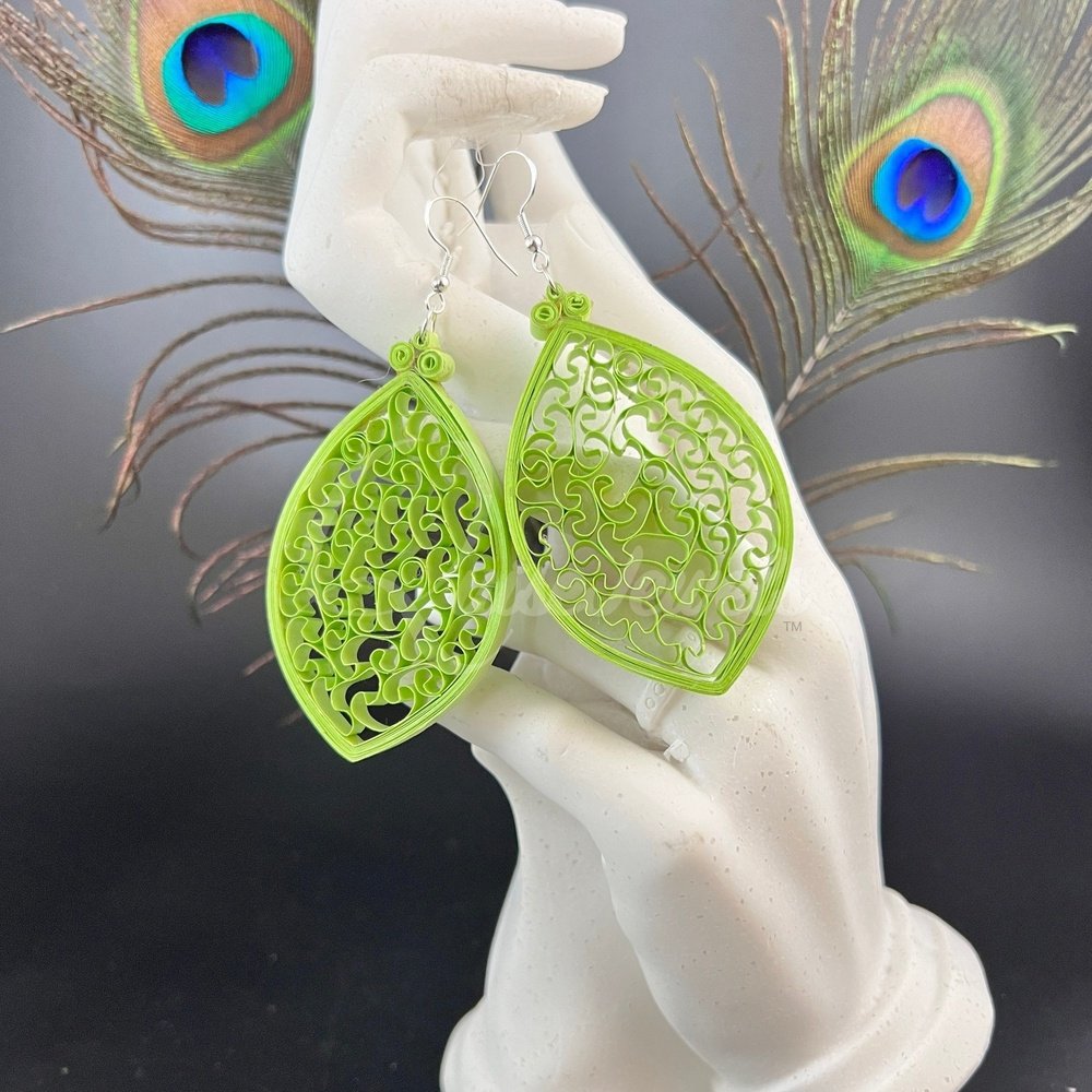 Solid Large Marquee Quilling Earrings-QuiseJewels