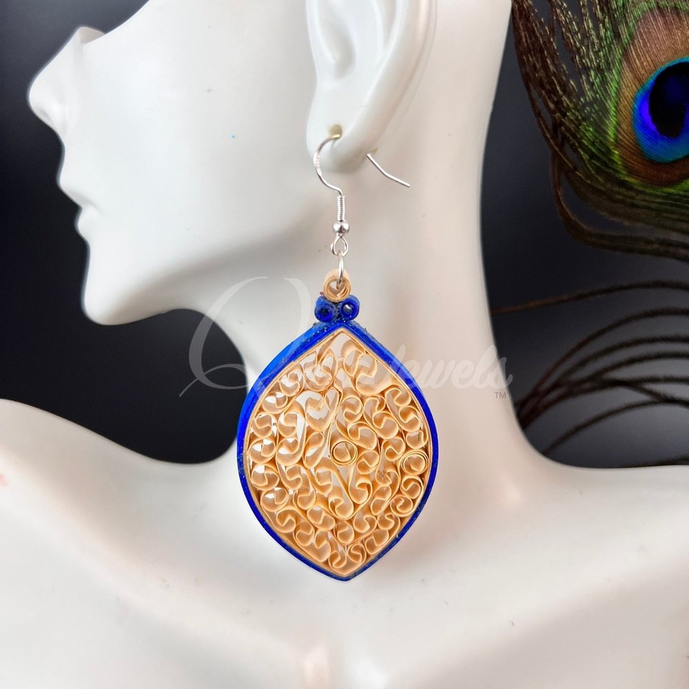 Solid Large Marquee Quilling Earrings-QuiseJewels