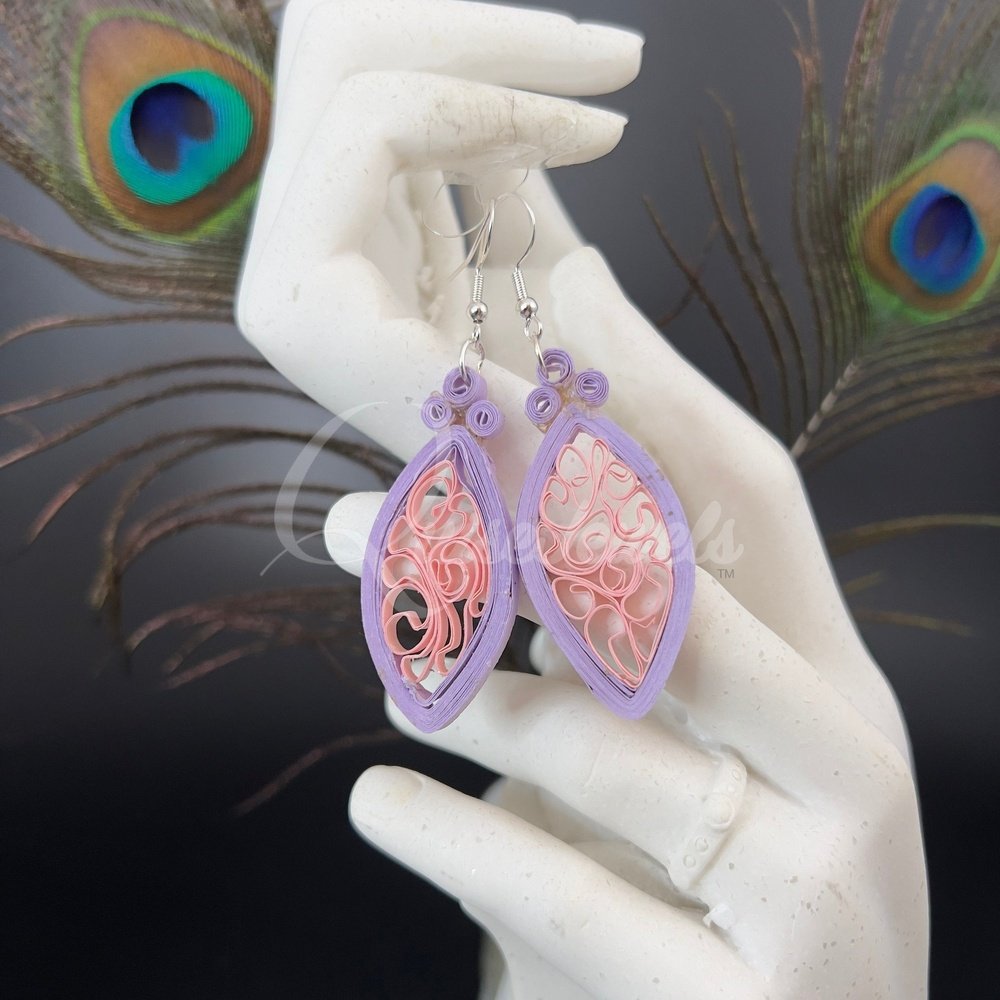 Solid Small Marquee Quilling Earrings-QuiseJewels