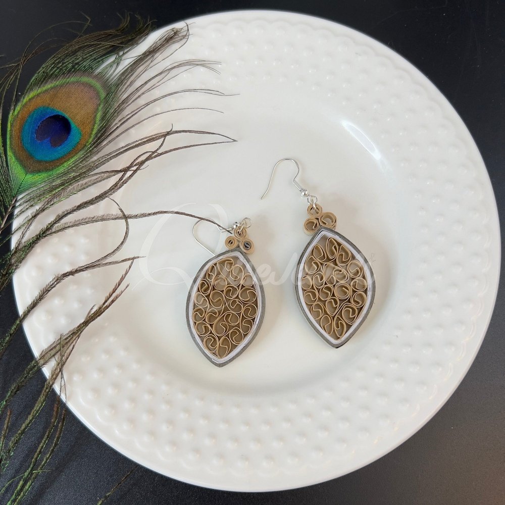 Solid Small Marquee Quilling Earrings-QuiseJewels