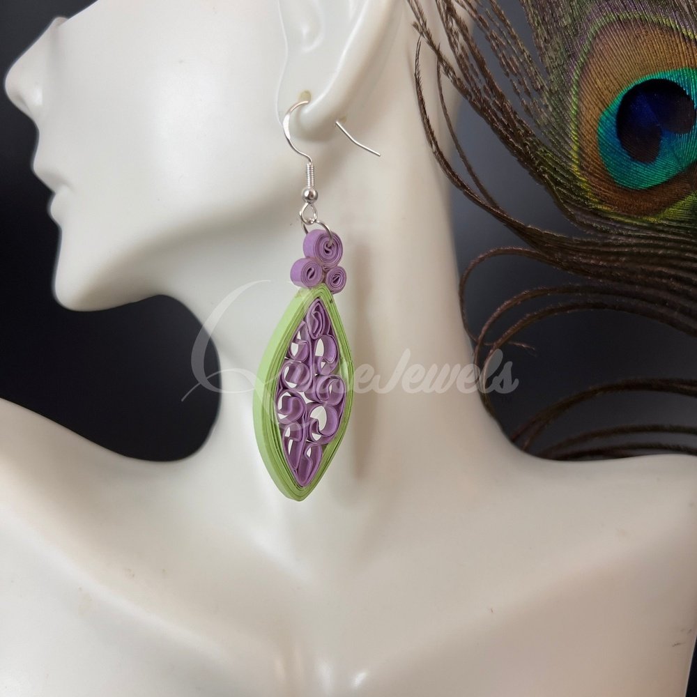Solid Small Marquee Quilling Earrings-QuiseJewels