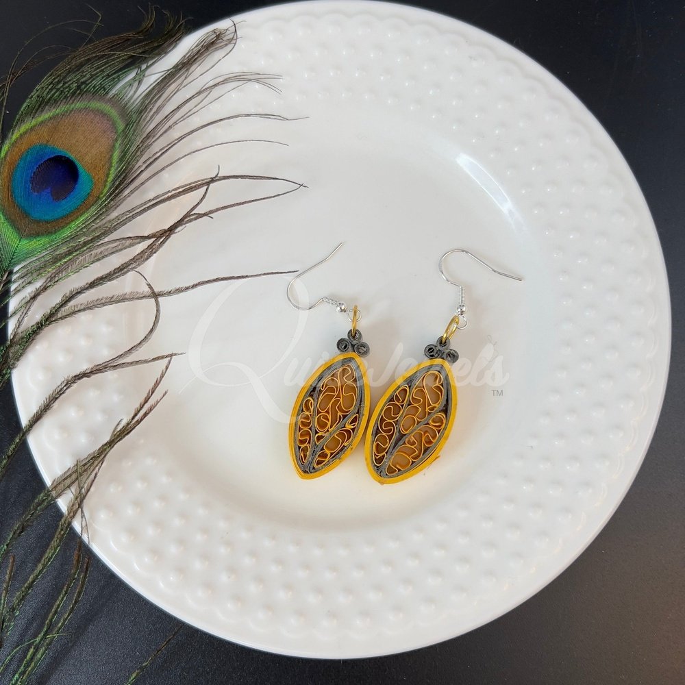 Solid Small Marquee Quilling Earrings-QuiseJewels