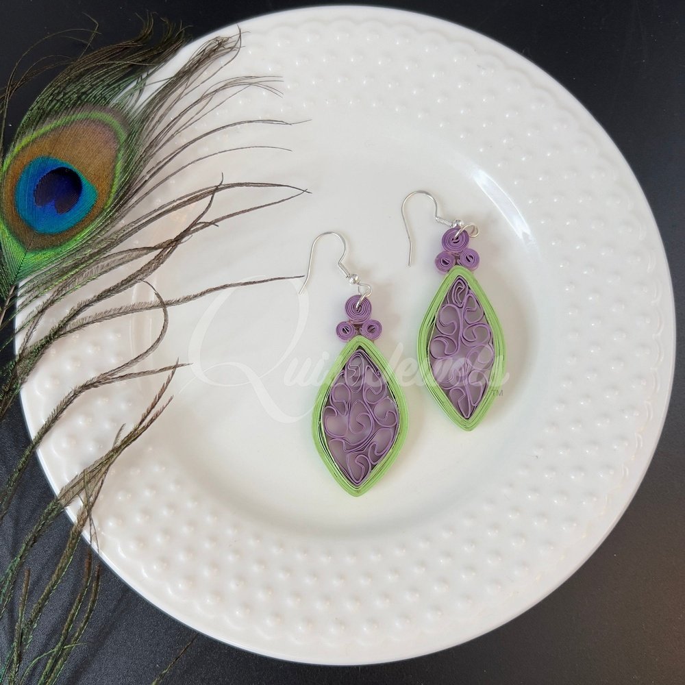 Solid Small Marquee Quilling Earrings-QuiseJewels