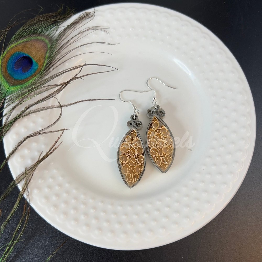 Solid Small Marquee Quilling Earrings-QuiseJewels
