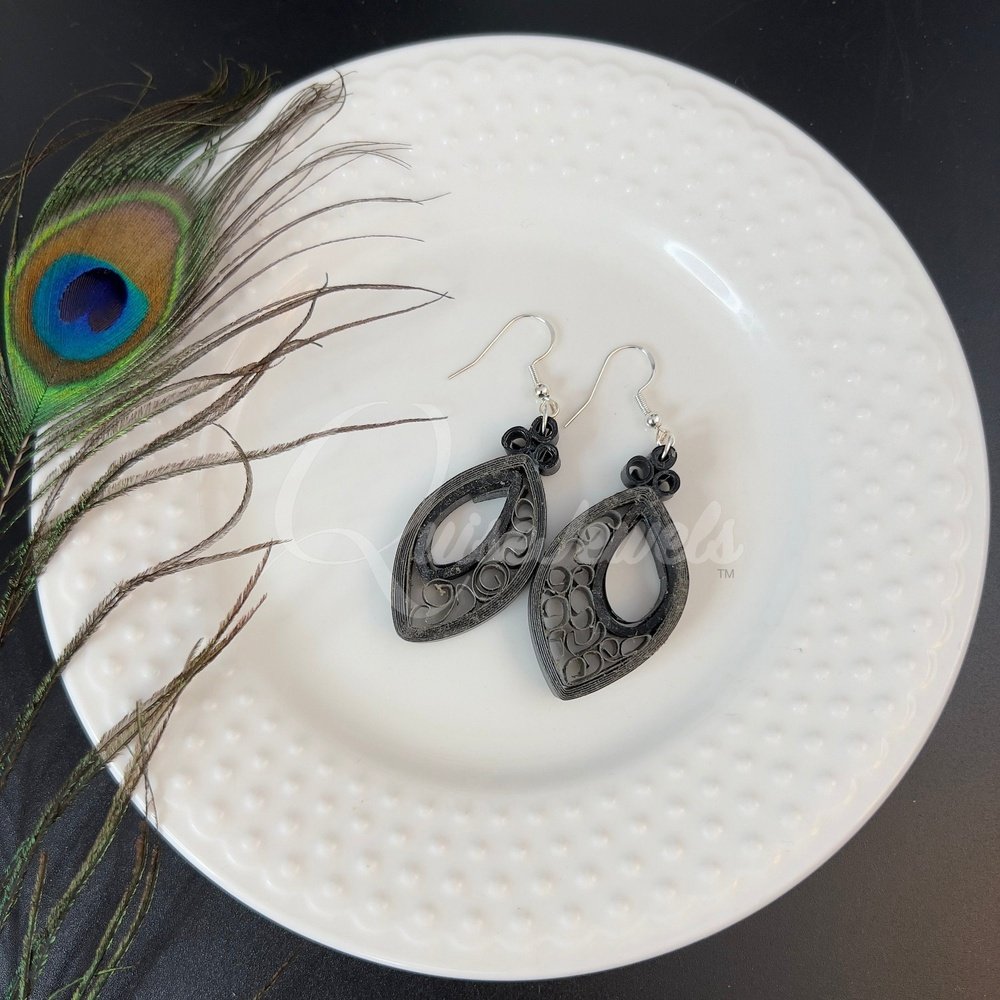 Solid Small Marquee Quilling Earrings-QuiseJewels