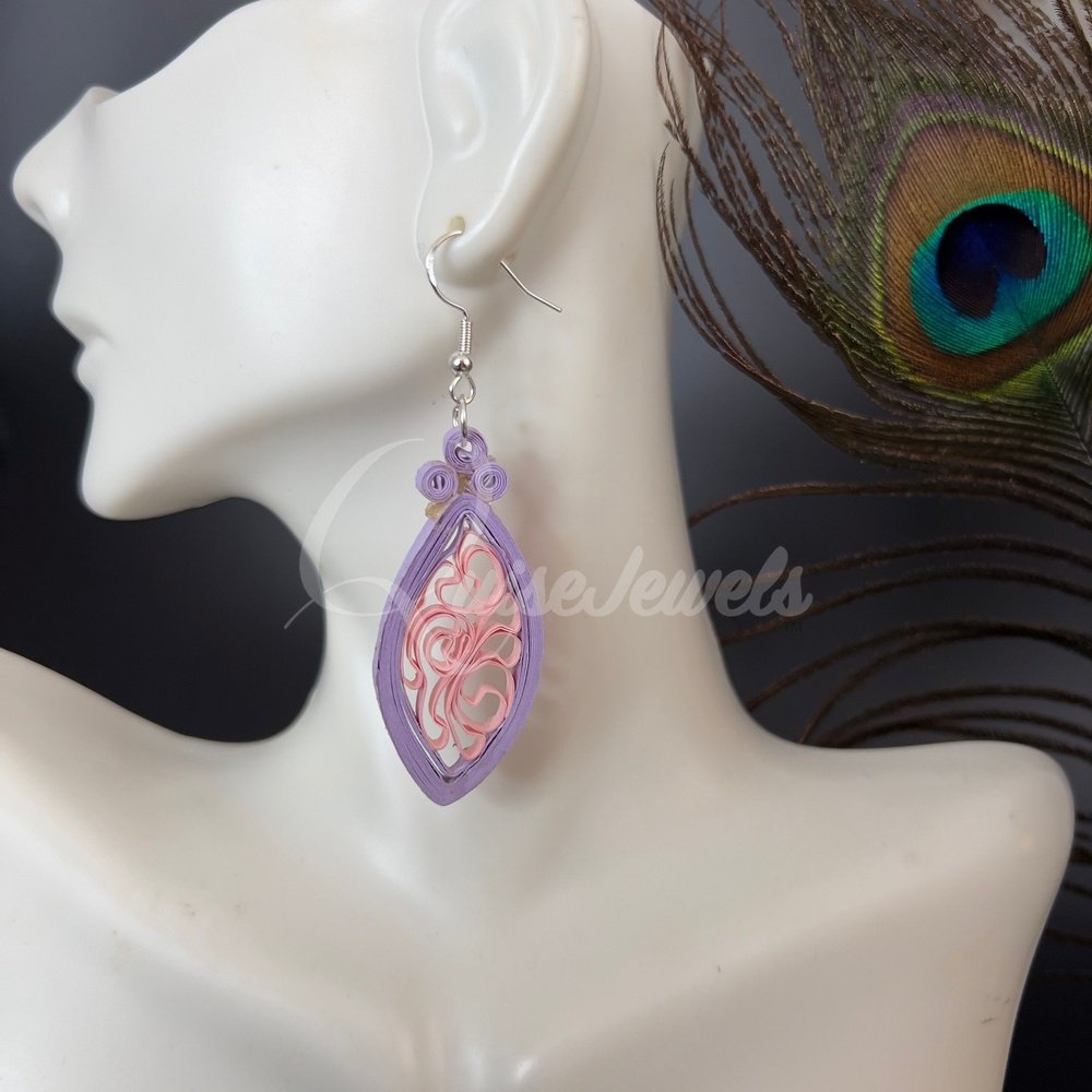 Solid Small Marquee Quilling Earrings-QuiseJewels
