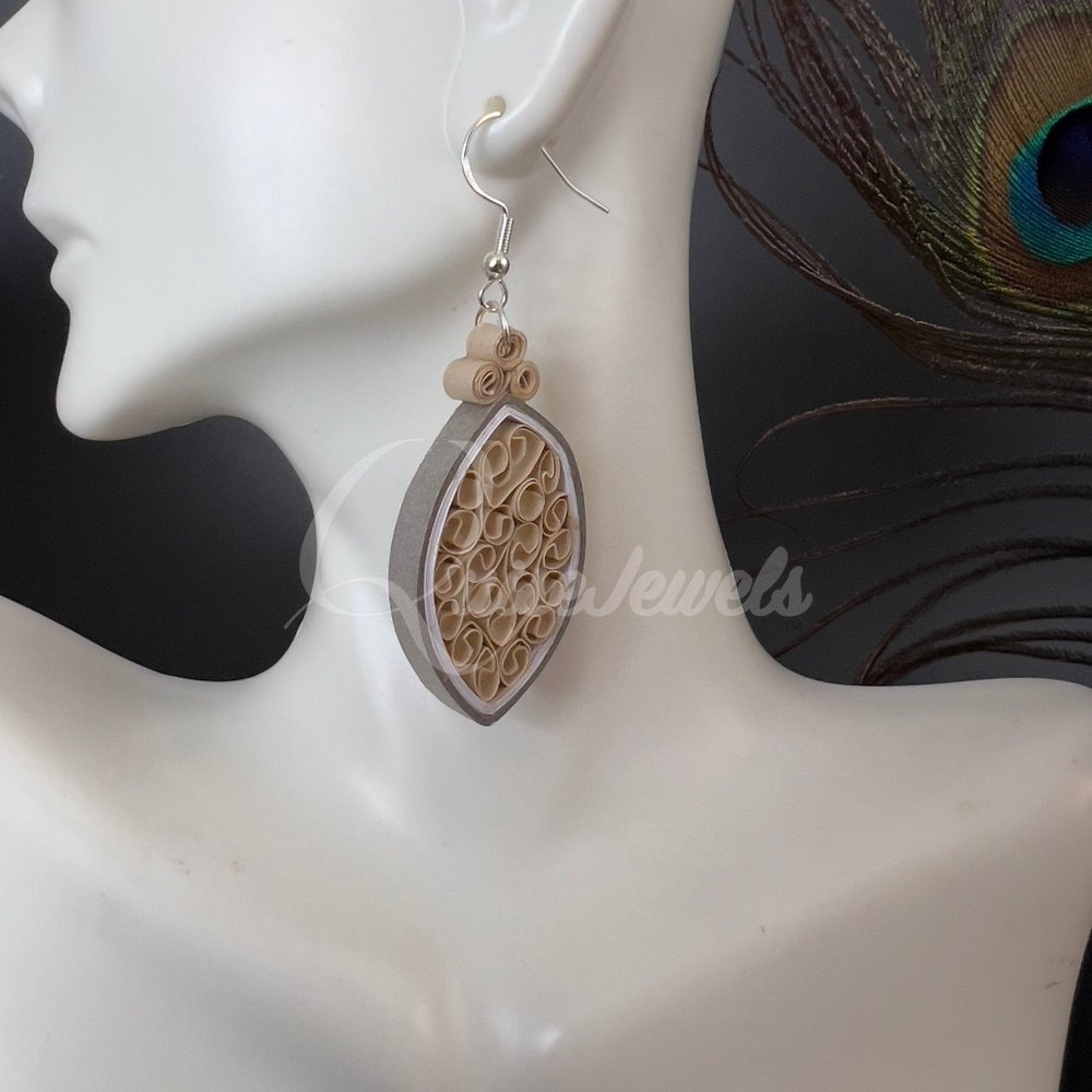 Solid Small Marquee Quilling Earrings-QuiseJewels