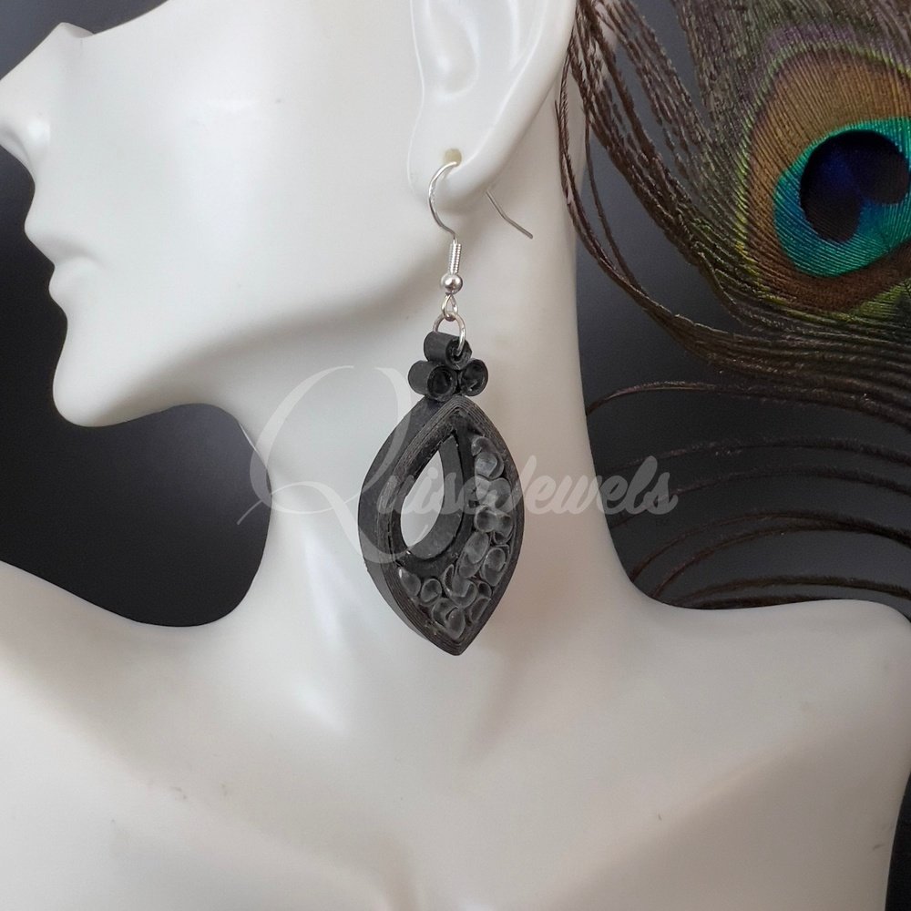 Solid Small Marquee Quilling Earrings-QuiseJewels