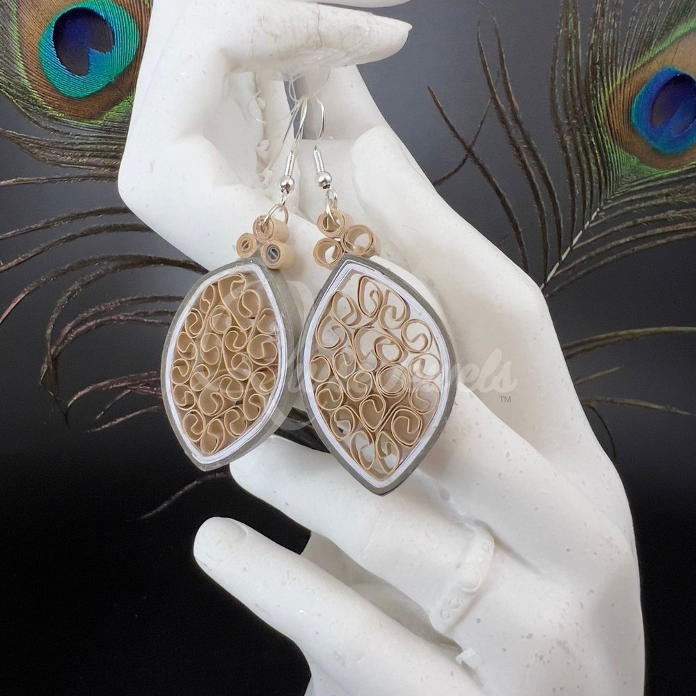 Solid Small Marquee Quilling Earrings-QuiseJewels