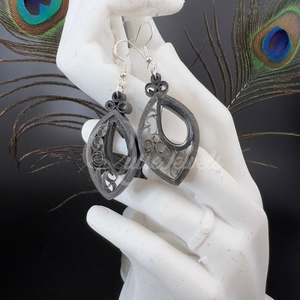 Solid Small Marquee Quilling Earrings-QuiseJewels