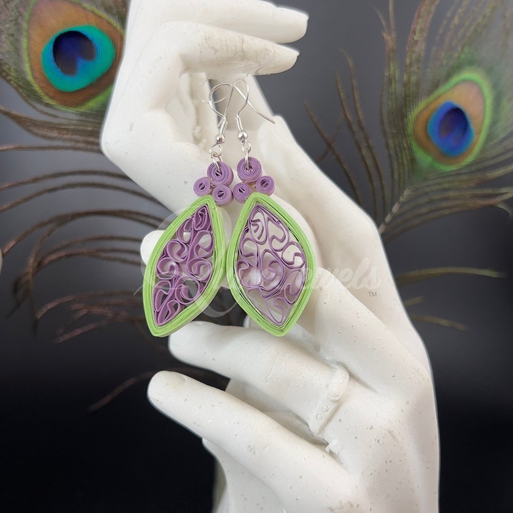 Solid Small Marquee Quilling Earrings-QuiseJewels